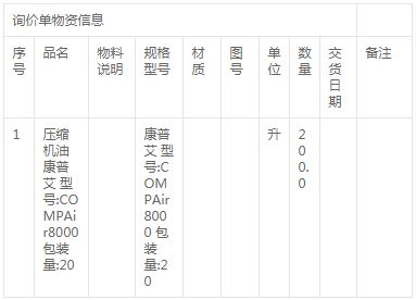 江西分宜發(fā)電廠壓縮機(jī)油（三次）采購詢價(jià)詢價(jià)公告